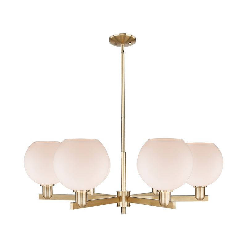 Innovations Athens 38in 6-Light Chandelier | Industrial Champagne Bronze Steel and Matte White Glass | Dining Room & Living Room | Model 716-6CR-CB-G121-8