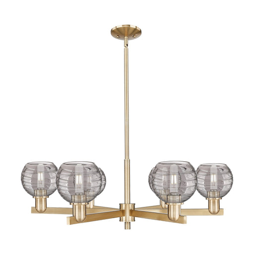 Innovations Athens Deco Swirl 35.625in 6-Light Chandelier | Industrial Champagne Bronze Steel and Light Smoke Glass | Dining | Model 716-6CR-CB-G1213-6SM