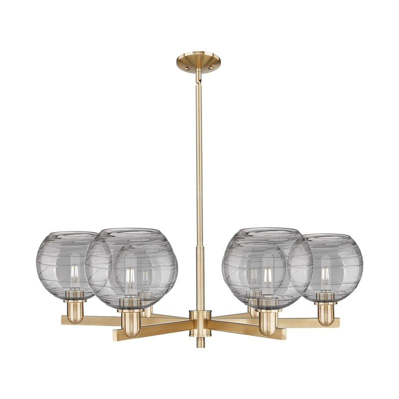 Innovations Athens Deco Swirl 38in 6-Light Chandelier | Industrial Champagne Bronze and Light Smoke Glass | Dining Room & | Model 716-6CR-CB-G1213-8SM