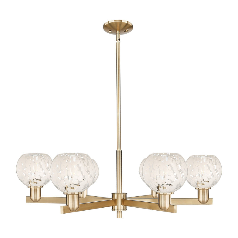 Innovations Lighting Arcadia 36in 6-Light Chandelier | Industrial Champagne Bronze Steel and White Mouchette Glass | Dining | Model 716-6CR-CB-G1216-6WM