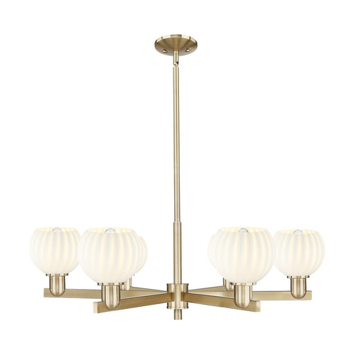 Innovations Lighting White Venetian 36in 6-Light Chandelier | Industrial Champagne Bronze Steel and White Glass | Dining Room | Model 716-6CR-CB-G1217-6WV