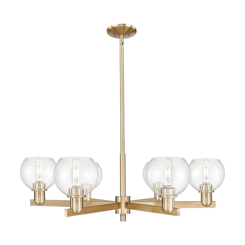 Innovations Athens 36in 6-Light Chandelier | Industrial Champagne Bronze Steel and Clear Glass | Dining Room & Living Room | Model 716-6CR-CB-G122-6