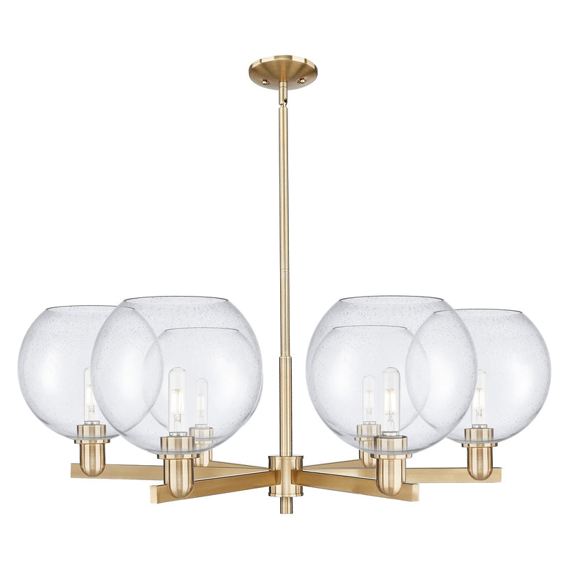 Innovations Athens 40in 6-Light Chandelier | Industrial Champagne Bronze Steel and Seedy Glass | Dining Room & Living Room | Model 716-6CR-CB-G124-10
