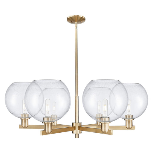 Innovations Athens 40in 6-Light Chandelier | Industrial Champagne Bronze Steel and Seedy Glass | Dining Room & Living Room | Model 716-6CR-CB-G124-10