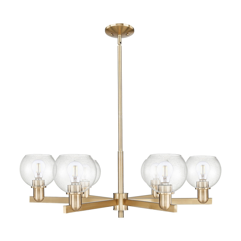 Innovations Athens 36in 6-Light Chandelier | Industrial Champagne Bronze Steel and Seedy Glass | Dining Room & Living Room | Model 716-6CR-CB-G124-6