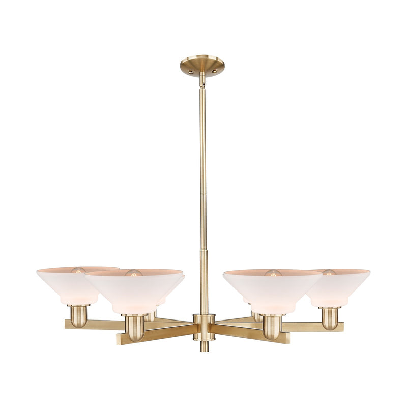 Innovations Orwell 38in 6-Light Chandelier | Industrial Champagne Bronze Steel and Matte White Glass | Dining Room & Living Room | Model 716-6CR-CB-G131