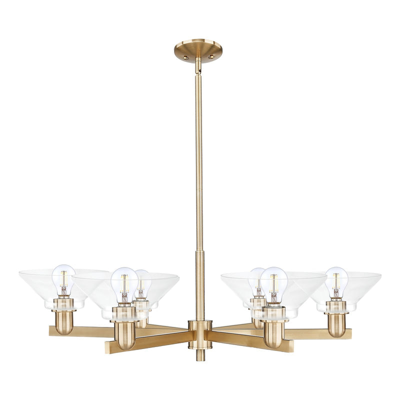 Innovations Orwell 38in 6-Light Chandelier | Industrial Champagne Bronze Steel and Clear Glass | Dining Room & Living Room | Model 716-6CR-CB-G132