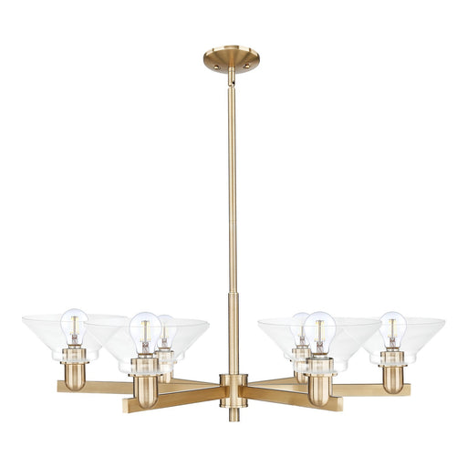 Innovations Orwell 38in 6-Light Chandelier | Industrial Champagne Bronze Steel and Clear Glass | Dining Room & Living Room | Model 716-6CR-CB-G132