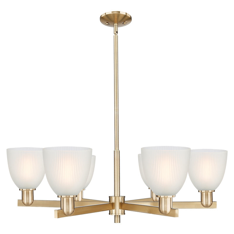 Innovations Castile 36in 6-Light Chandelier | Industrial Champagne Bronze Steel and White Glass | Kitchen Island & Dining Room | Model 716-6CR-CB-G381