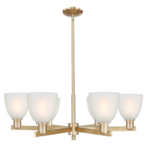 Innovations Castile 36in 6-Light Chandelier | Industrial Champagne Bronze Steel and White Glass | Kitchen Island & Dining Room | Model 716-6CR-CB-G381