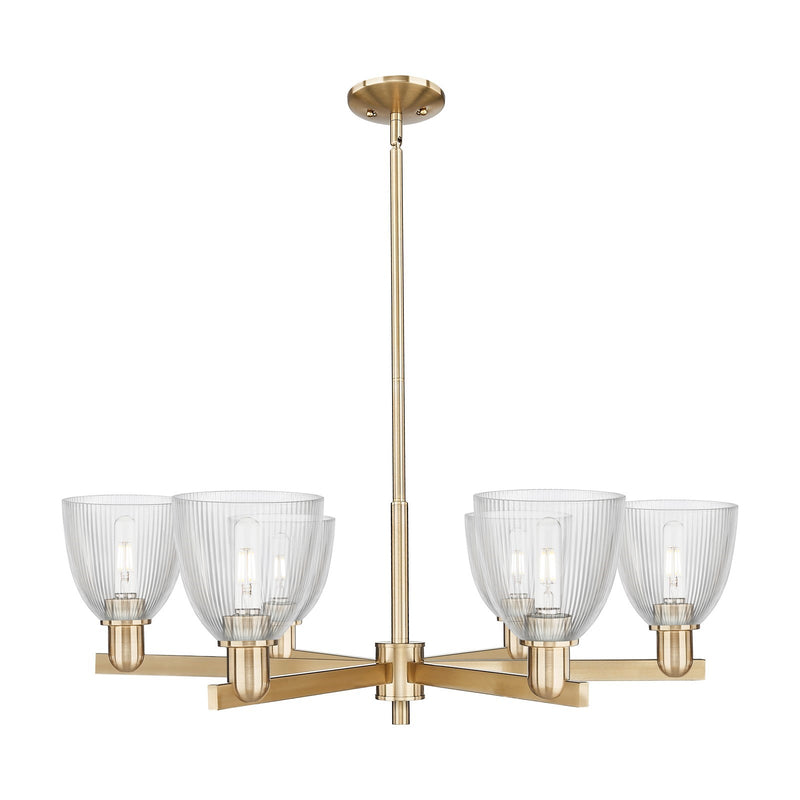 Innovations Castile 36in 6-Light Chandelier | Industrial Champagne Bronze Steel and Clear Glass | Dining Room & Living Room | Model 716-6CR-CB-G382