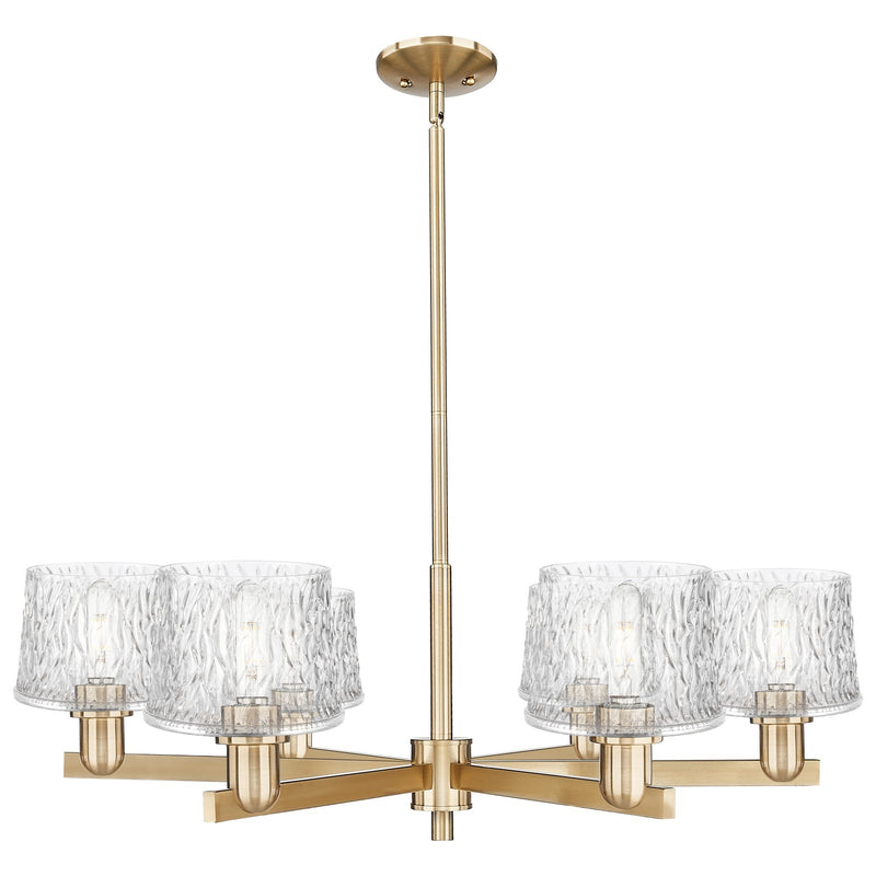 Innovations Niagara 36in 6-Light Chandelier | Industrial Champagne Bronze Steel and Clear Textured Glass | Dining Room & Living | Model 716-6CR-CB-G402