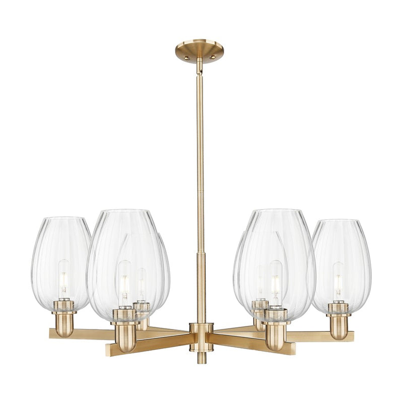 Innovations Preston 6Lt 24" Flute Stem Chandelier, CBZ/CL - 716-6CR-CB-G457-6CL