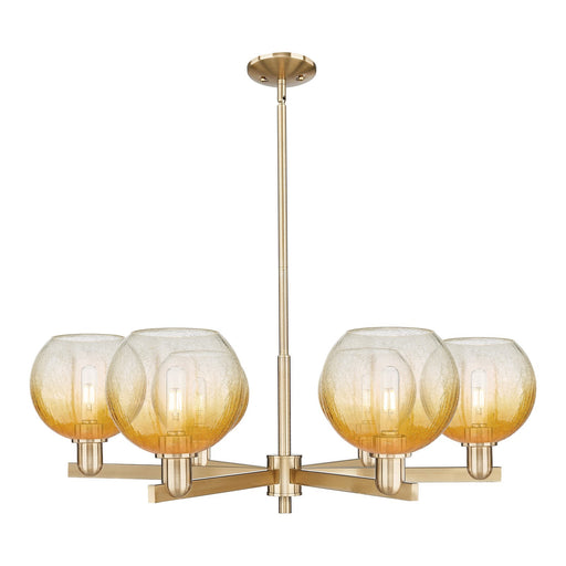 Innovations Brookhaven Globe 37.75in 6-Light Chandelier | Industrial Champagne Bronze Steel and Amber Glass | Dining Room & | Model 716-6CR-CB-G483-8AM