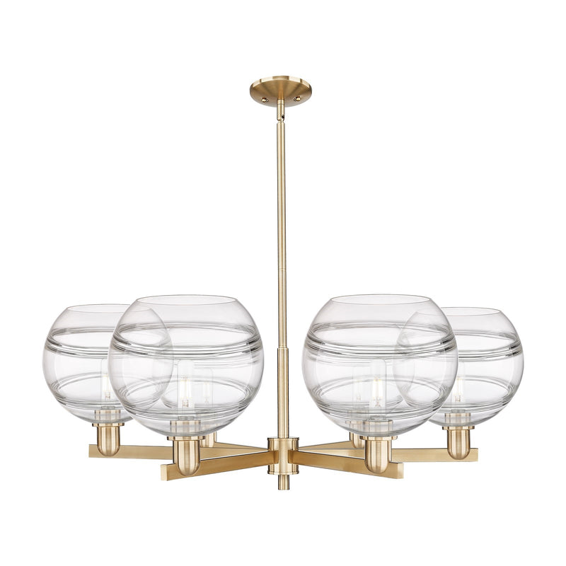 Innovations Rochester 40in 6-Light Chandelier | Industrial Champagne Bronze Steel and Clear Glass | Dining Room & Living Room | Model 716-6CR-CB-G556-10CL