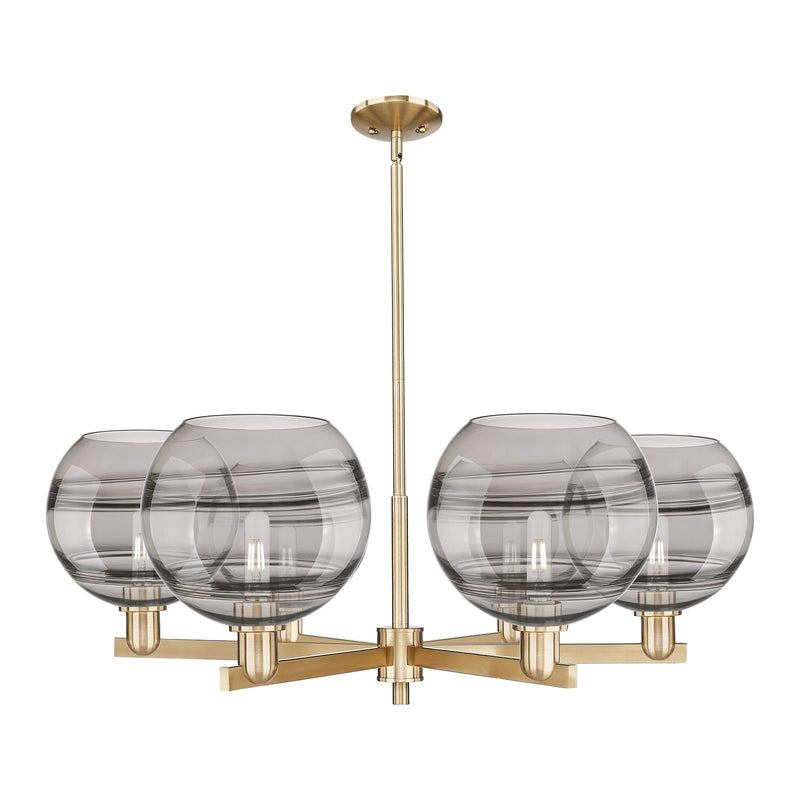 Innovations Rochester 40in 6-Light Chandelier | Industrial Champagne Bronze Steel and Light Smoke Glass | Dining Room & | Model 716-6CR-CB-G556-10SM