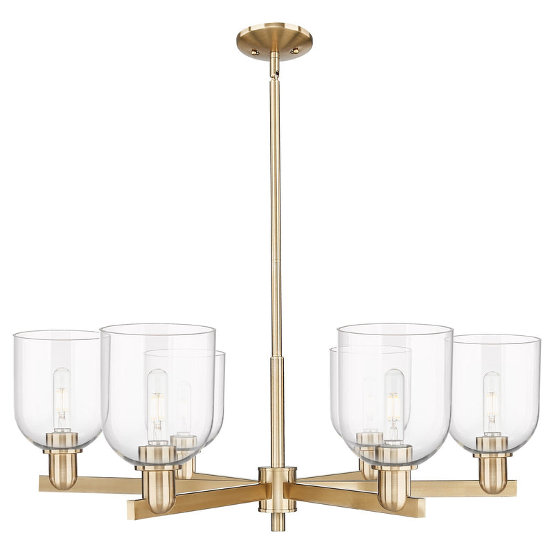 Innovations Bella 35in 6-Light Chandelier | Industrial Champagne Bronze Steel and Clear Glass | Dining Room & Living Room | Model 716-6CR-CB-G558-6CL