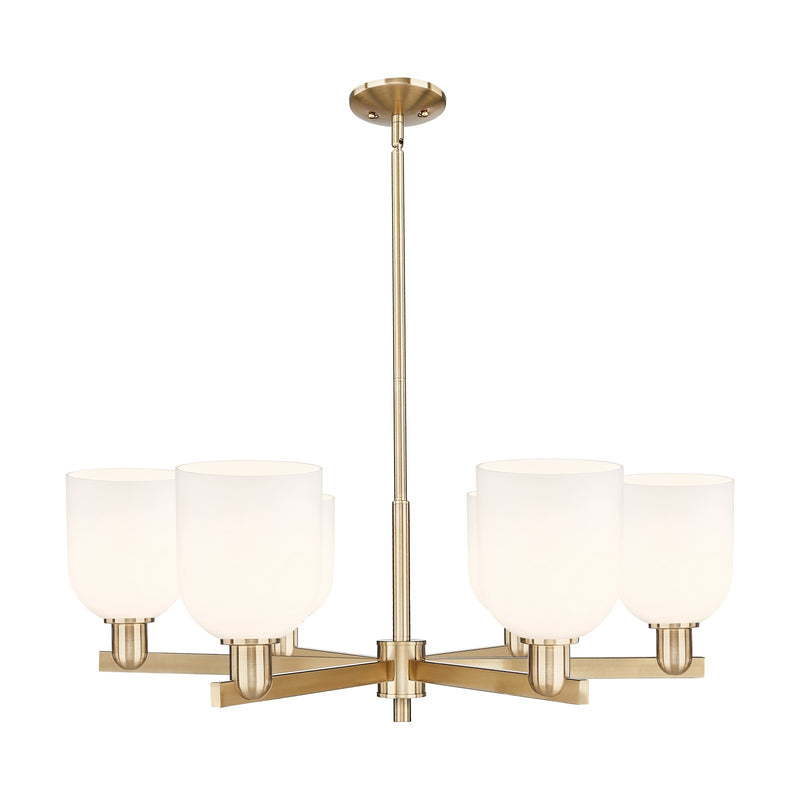 Innovations Bella 35in 6-Light Chandelier | Industrial Champagne Bronze Steel and White Glass | Kitchen Island & Dining Room | Model 716-6CR-CB-G558-6GWH