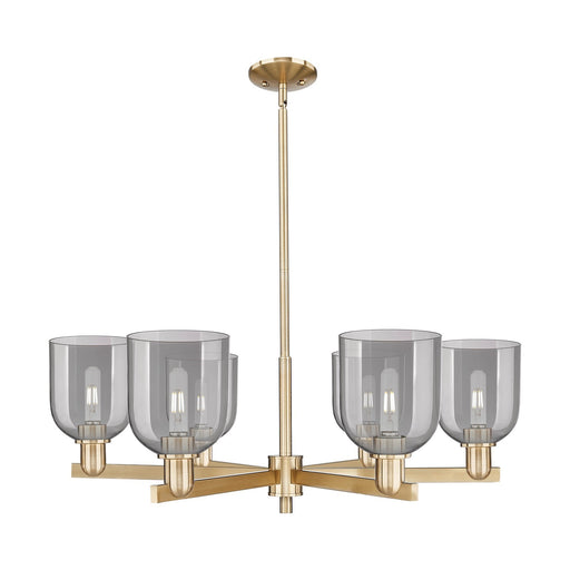 Innovations Bella 35in 6-Light Chandelier | Industrial Champagne Bronze Steel and Light Smoke Glass | Dining Room & Living | Model 716-6CR-CB-G558-6SM