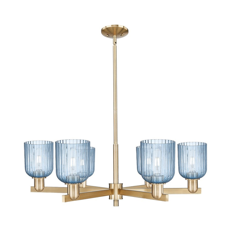 Innovations Bridal Veil 6Lt 35" Stem Chandelier, CBZ/Blue - 716-6CR-CB-G559-5BL
