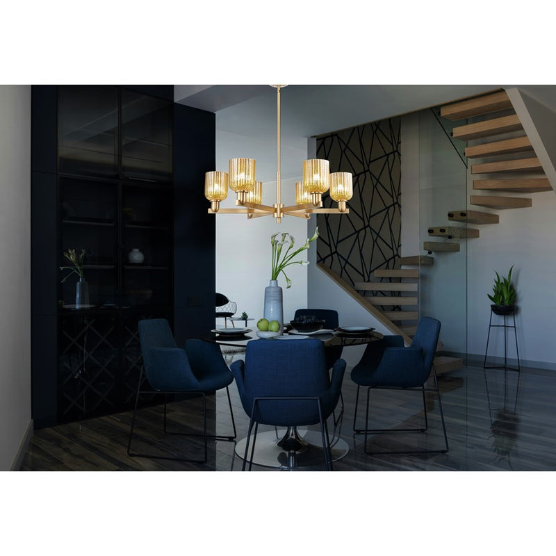 Innovations Bridal Veil 6Lt 35" Stem Chandelier, CBZ/MC