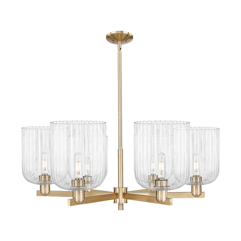 Innovations Bridal Veil 38in 6-Light Chandelier | Industrial Champagne Bronze Steel and Clear Ribbed Glass | Dining Room & | Model 716-6CR-CB-G559-8CL