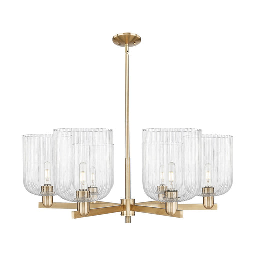 Innovations Bridal Veil 38in 6-Light Chandelier | Industrial Champagne Bronze Steel and Clear Ribbed Glass | Dining Room & | Model 716-6CR-CB-G559-8CL