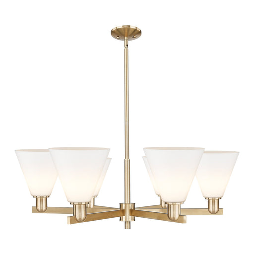 Innovations Berkshire Glass 38in 6-Light Chandelier | Industrial Champagne Bronze Steel and Matte White Glass | Kitchen Island & | Model 716-6CR-CB-GBC-81