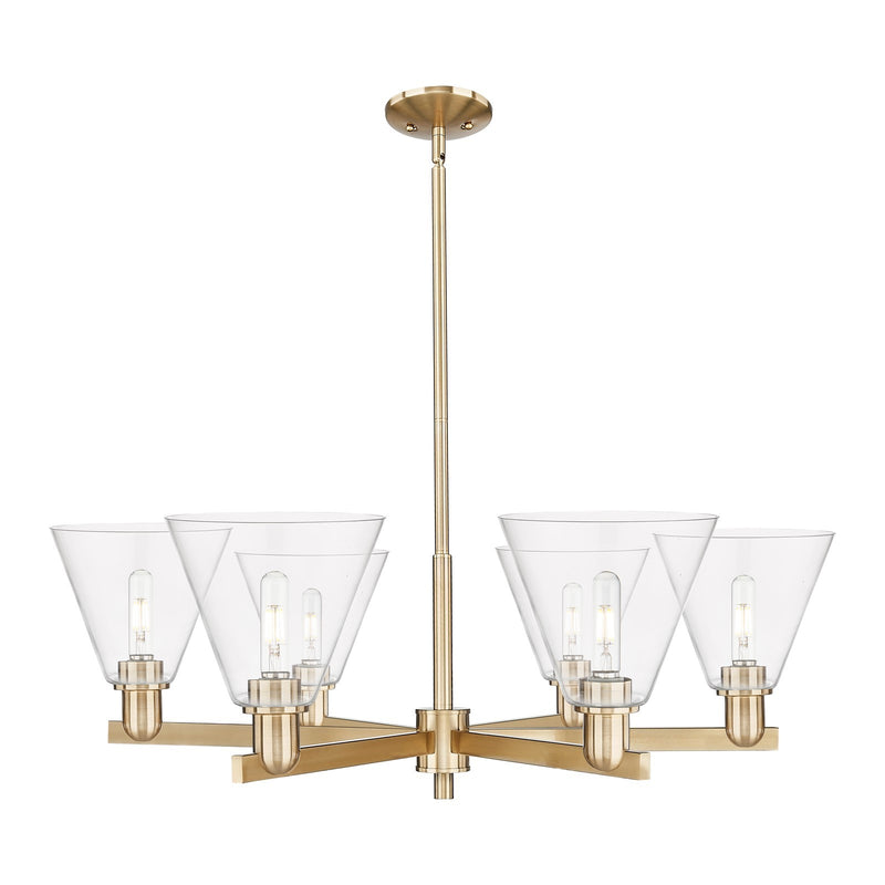 Innovations Berkshire Glass 38in 6-Light Chandelier | Industrial Champagne Bronze Steel and Clear Glass | Dining Room & Living | Model 716-6CR-CB-GBC-82