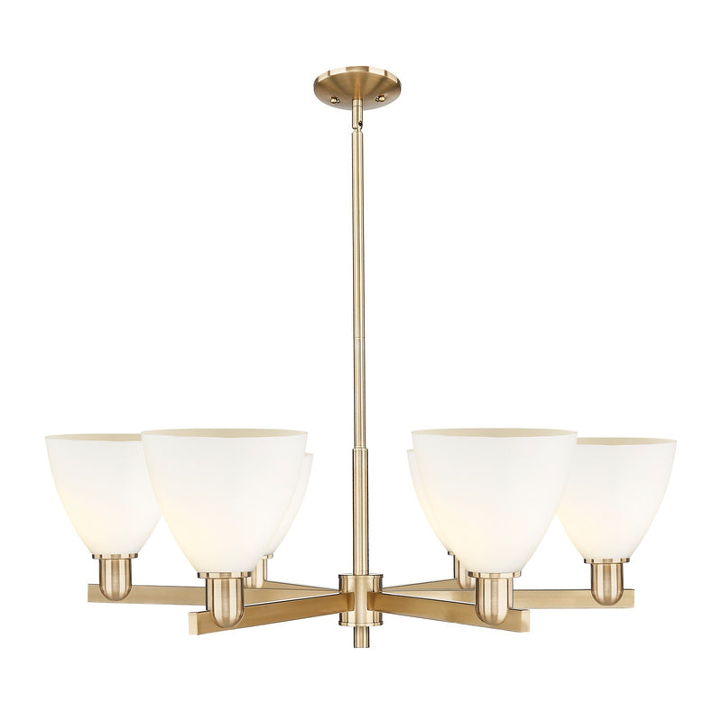 Innovations Bristol 37in 6-Light Chandelier | Industrial Champagne Bronze Steel and Matte White Glass | Kitchen Island & Dining | Model 716-6CR-CB-GBD-751