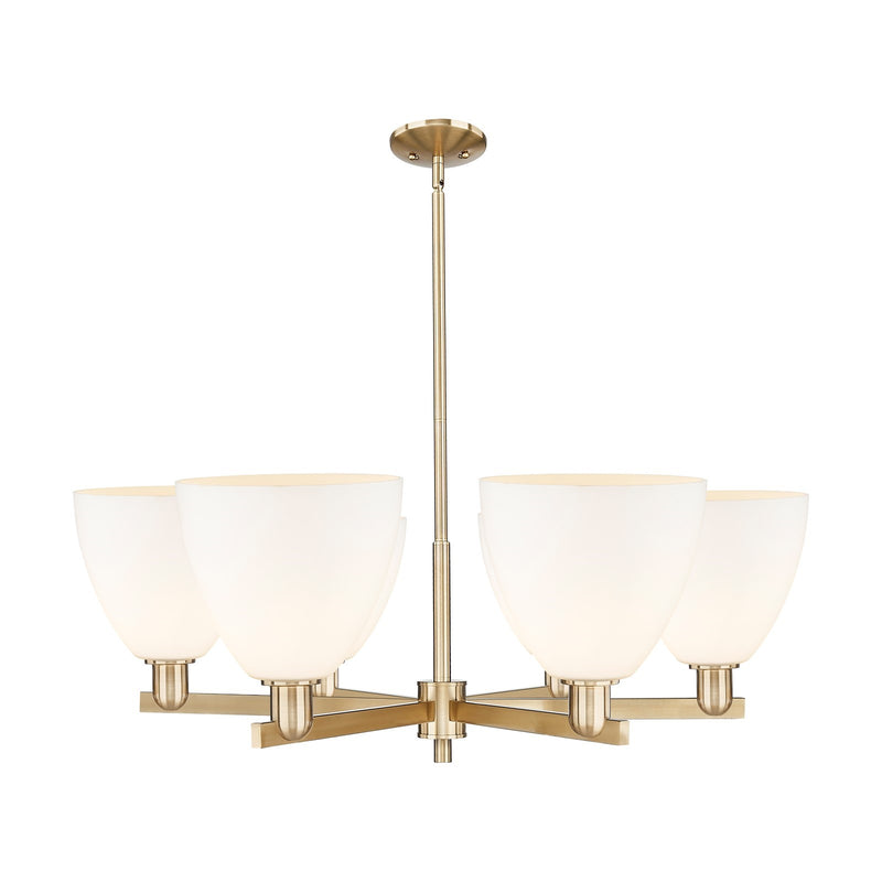 Innovations Bristol 39in 6-Light Chandelier | Industrial Champagne Bronze Steel and Matte White Glass | Dining Room & Living | Model 716-6CR-CB-GBD-91