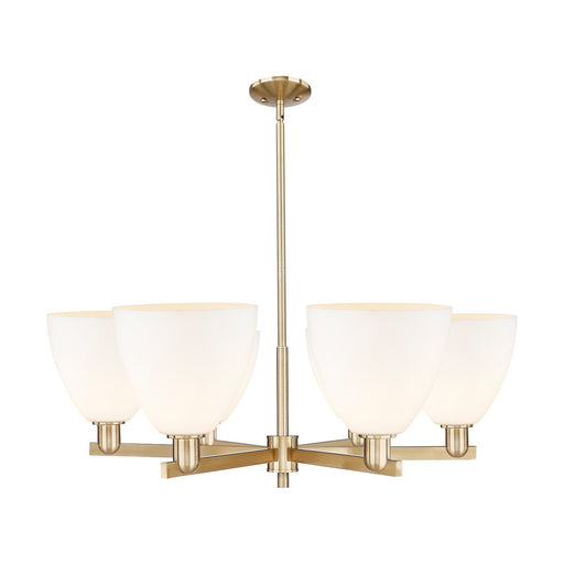Innovations Bristol 39in 6-Light Chandelier | Industrial Champagne Bronze Steel and Matte White Glass | Dining Room & Living | Model 716-6CR-CB-GBD-91