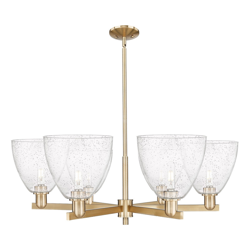 Innovations Bristol 39in 6-Light Chandelier | Industrial Champagne Bronze Steel and Seedy Glass | Dining Room & Living Room | Model 716-6CR-CB-GBD-94