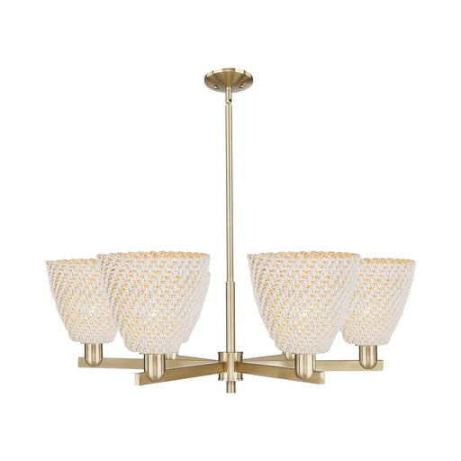 Innovations Bristol Natural 39in 6-Light Chandelier | Industrial Champagne Bronze Steel and Natural Fiber Dome Shade | Dining | Model 716-6CR-CB-NBD-9-NAT