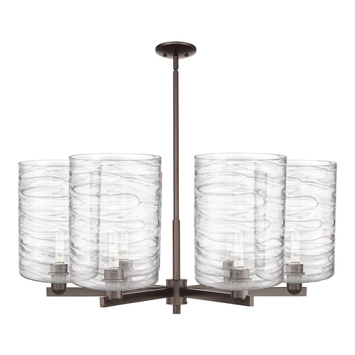 Innovations Cobbleskill 39in 6-Light Chandelier | Industrial Oil Rubbed Bronze Steel and Deco Swirl Glass | Dining Room & | Model 716-6CR-OB-G1113-L