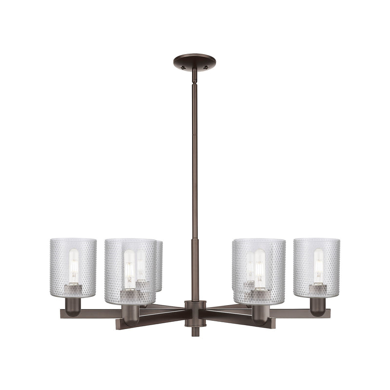 Innovations Cobbleskill 35in 6-Light Chandelier | Industrial Oil Rubbed Bronze Steel and Clear Glass | Dining Room & Living Room | Model 716-6CR-OB-G112
