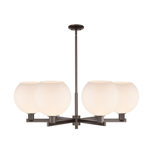 Innovations Athens 40in 6-Light Chandelier | Industrial Oil Rubbed Bronze and Matte White Glass | Dining Room & Living Room | Model 716-6CR-OB-G121-10