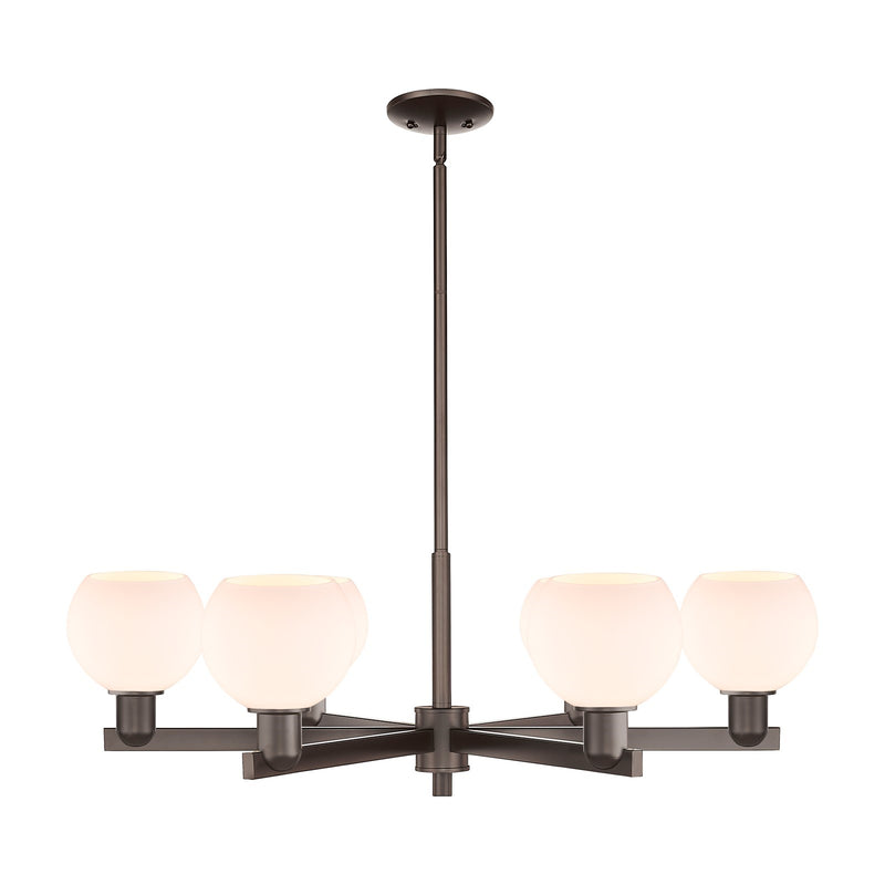 Innovations Athens 36in 6-Light Chandelier | Industrial Oil Rubbed Bronze and Matte White Glass | Dining Room & Living Room | Model 716-6CR-OB-G121-6