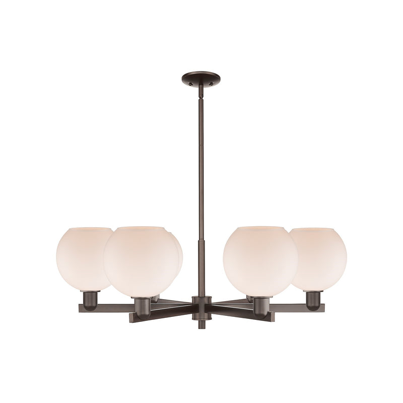 Innovations Athens 38in 6-Light Chandelier | Industrial Oil Rubbed Bronze and Matte White Glass | Dining Room & Living Room | Model 716-6CR-OB-G121-8
