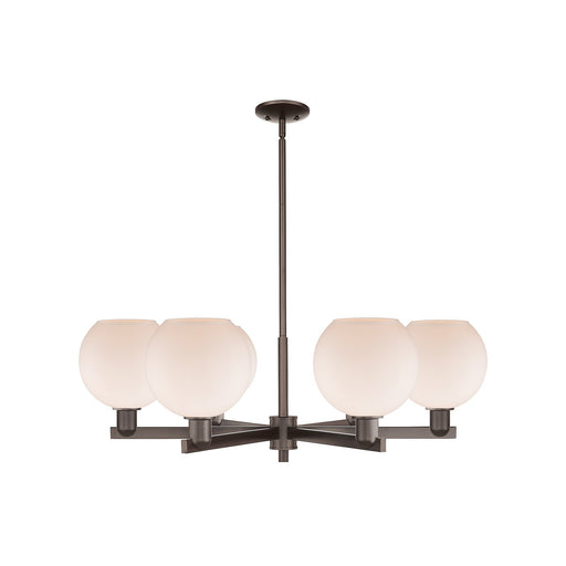 Innovations Athens 38in 6-Light Chandelier | Industrial Oil Rubbed Bronze and Matte White Glass | Dining Room & Living Room | Model 716-6CR-OB-G121-8