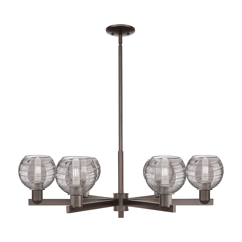 Innovations Athens Deco Swirl 24in 6-Light Chandelier | Industrial Oil Rubbed Bronze and Light Smoke Glass | Dining Room & | Model 716-6CR-OB-G1213-6SM