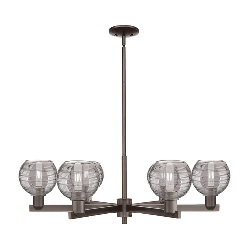Innovations Athens Deco Swirl 24in 6-Light Chandelier | Industrial Oil Rubbed Bronze and Light Smoke Glass | Dining Room & | Model 716-6CR-OB-G1213-6SM