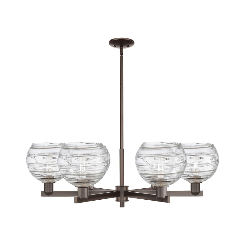 Innovations Athens Deco Swirl 38in 6-Light Chandelier | Industrial Oil Rubbed Bronze Steel and Clear Deco Swirl Glass | Model 716-6CR-OB-G1213-8CL