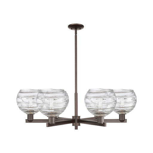 Innovations Athens Deco Swirl 38in 6-Light Chandelier | Industrial Oil Rubbed Bronze Steel and Clear Deco Swirl Glass | Model 716-6CR-OB-G1213-8CL