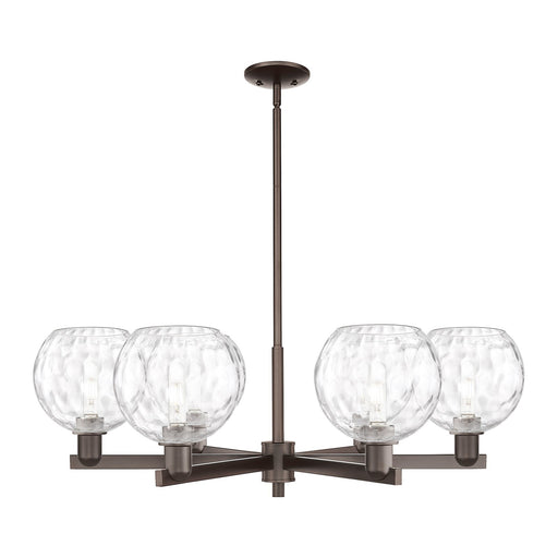 Innovations Athens Water Glass 38in 6-Light Chandelier | Industrial Oil Rubbed Bronze and Clear Glass | Dining Room & Living | Model 716-6CR-OB-G1215-8