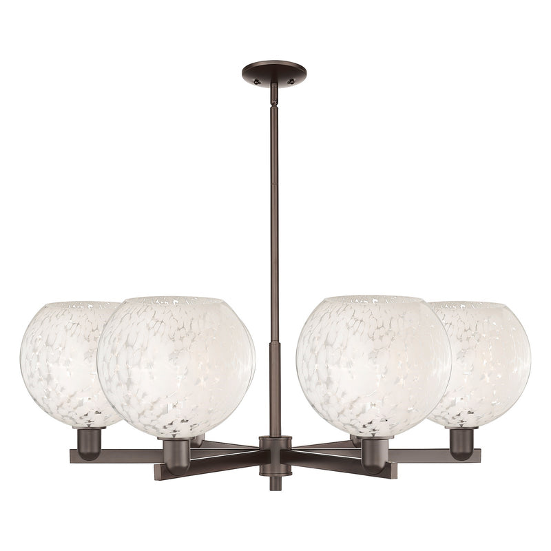 Innovations Lighting Arcadia 40in 6-Light Chandelier | Industrial Oil Rubbed Bronze and White Mouchette Glass | Dining Room | Model 716-6CR-OB-G1216-10WM