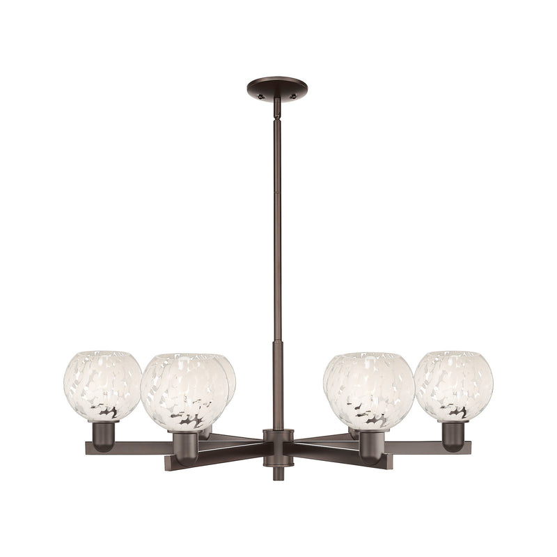 Innovations Lighting Arcadia 36in 6-Light Chandelier | Industrial Oil Rubbed Bronze and White Mouchette Glass | Dining Room & | Model 716-6CR-OB-G1216-6WM