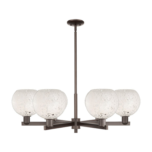 Innovations Lighting Arcadia 38in 6-Light Chandelier | Industrial Oil Rubbed Bronze and White Mouchette Glass | Dining Room & | Model 716-6CR-OB-G1216-8WM