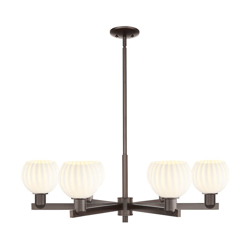 Innovations Lighting Arcadia 36in 6-Light Chandelier | Industrial Oil Rubbed Bronze and White Venetian Glass | Dining Room & | Model 716-6CR-OB-G1217-6WV