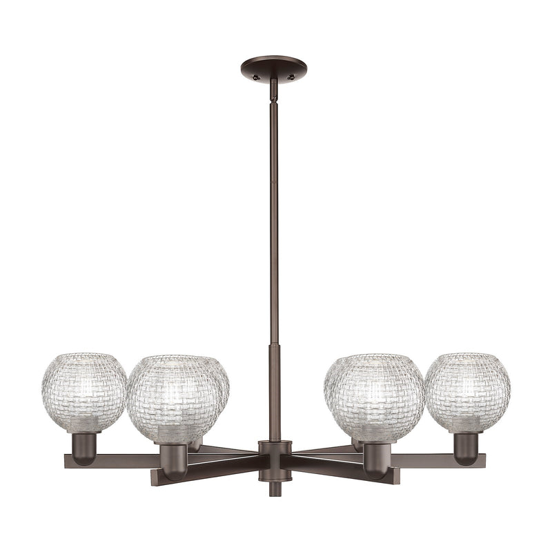 Innovations Athens 36in 6-Light Chandelier | Industrial Oil Rubbed Bronze Steel and Clear Basket Weave Glass | Dining Room & | Model 716-6CR-OB-G122C-6CL